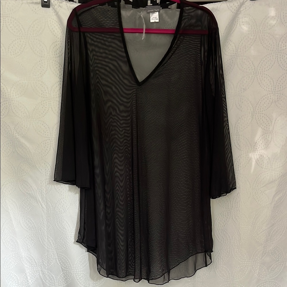 Sheer Black V-Neck Coverup
